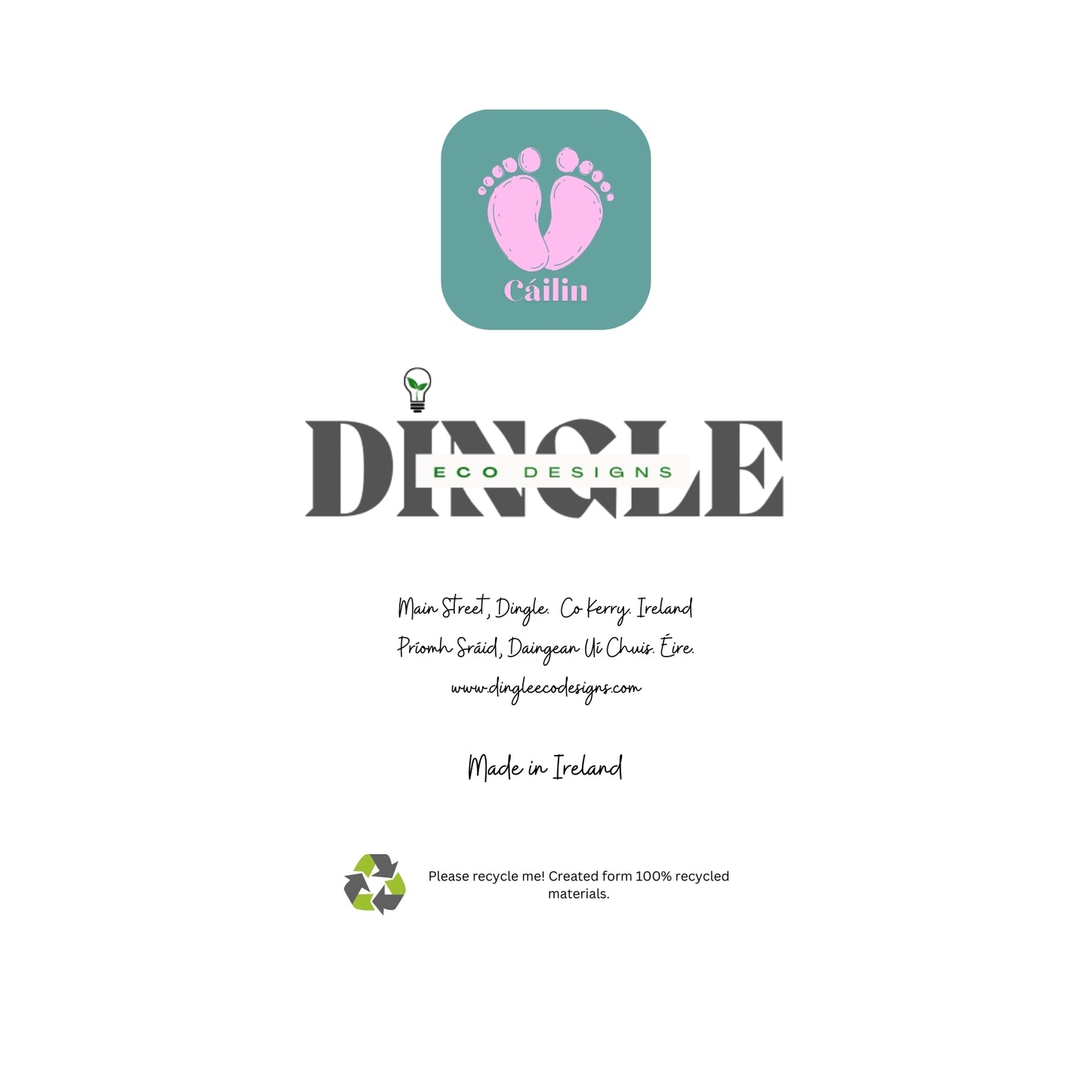 Baby Girl Greeting Card – Eco-Friendly and Adorably Unique
Welcome a new little one into the world with our Baby Girl Greeting Card, lovingly designed on the Dingle Peninsula. This card is as sweet as it is sustainable, featuring a charming cartoon sketch of two tiny feet, playfully positioned as if they’ve just taken their first steps.
Crafted from 100% recycled paper, this eco-friendly card has a warm, natural feel that’s perfect for celebrating life’s most precious moments.