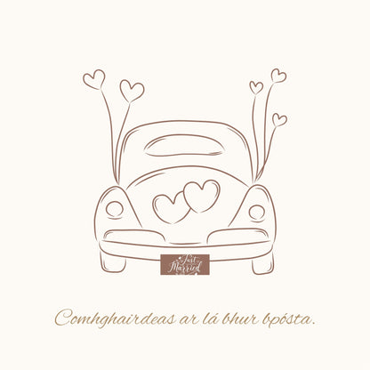 Eco-Friendly Wedding Greeting Cards - Irish Charm

Celebrate love with our eco-friendly wedding card, a vintage car, crafted from 100% recycled paper. Featuring heartfelt messages in both&nbsp;Irish ("Comhghairdeas") and English ("Congratulations"), each card brings a touch of Dingle's magic to your greetings.

🌿 Sustainable Design: Made with recycled paper to help protect the planet.
💚 Irish Charm: Celebrate with a bit of local Dingle beauty.
